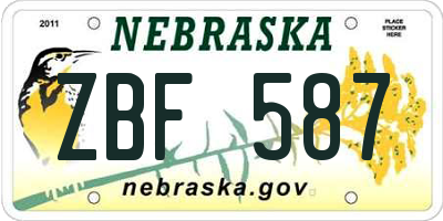 NE license plate ZBF587