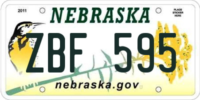NE license plate ZBF595