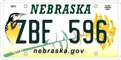 NE license plate ZBF596