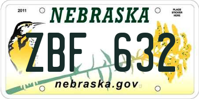 NE license plate ZBF632