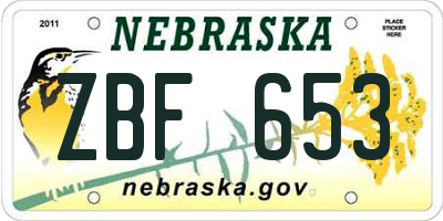 NE license plate ZBF653