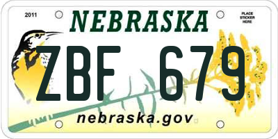 NE license plate ZBF679