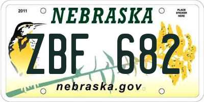 NE license plate ZBF682