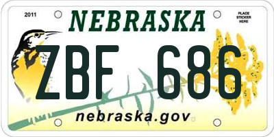 NE license plate ZBF686
