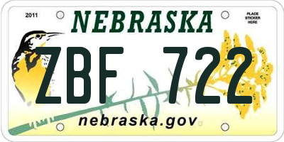 NE license plate ZBF722