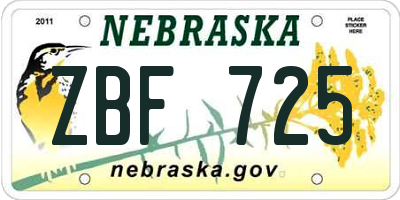 NE license plate ZBF725
