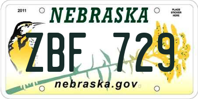 NE license plate ZBF729