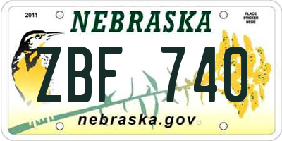 NE license plate ZBF740
