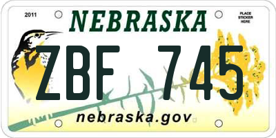 NE license plate ZBF745