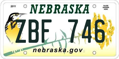 NE license plate ZBF746
