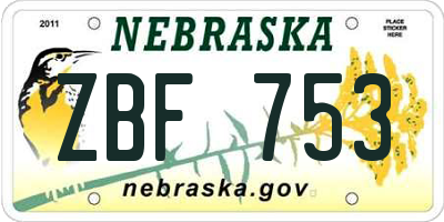 NE license plate ZBF753