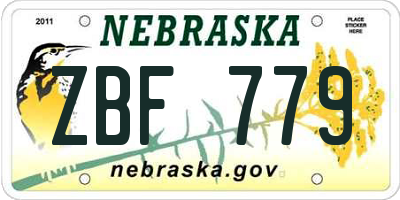 NE license plate ZBF779