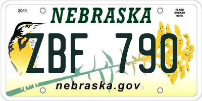 NE license plate ZBF790