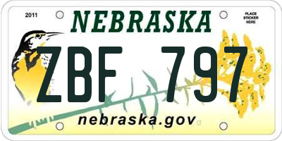 NE license plate ZBF797