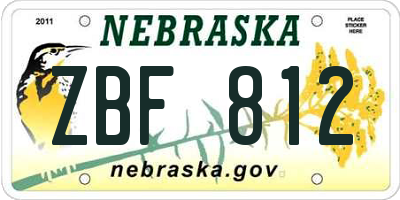 NE license plate ZBF812