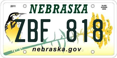 NE license plate ZBF818