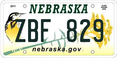 NE license plate ZBF829