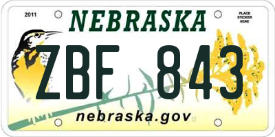 NE license plate ZBF843