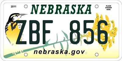 NE license plate ZBF856