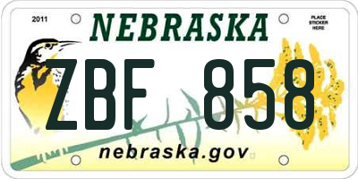 NE license plate ZBF858