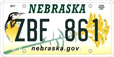 NE license plate ZBF861