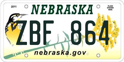 NE license plate ZBF864