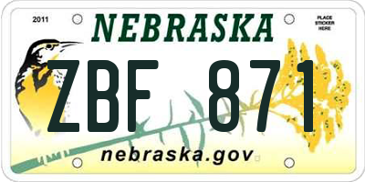 NE license plate ZBF871