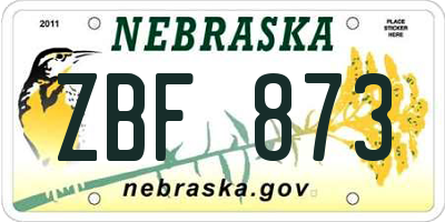 NE license plate ZBF873