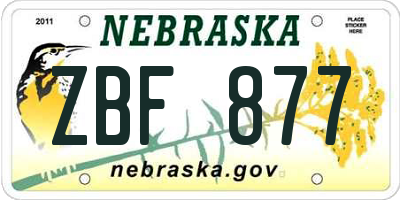 NE license plate ZBF877