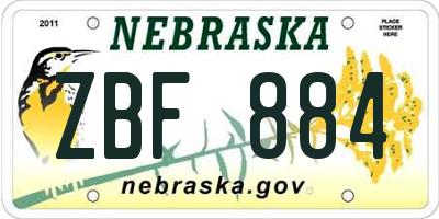 NE license plate ZBF884
