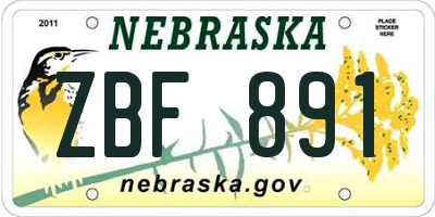 NE license plate ZBF891