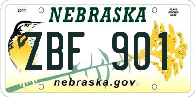 NE license plate ZBF901