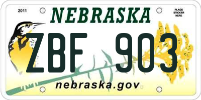 NE license plate ZBF903