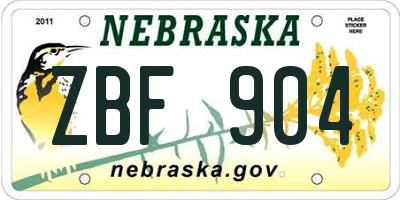 NE license plate ZBF904