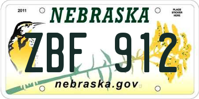 NE license plate ZBF912