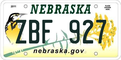 NE license plate ZBF927
