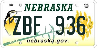 NE license plate ZBF936