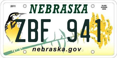 NE license plate ZBF941