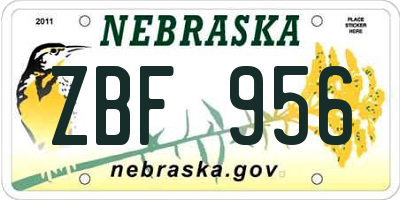 NE license plate ZBF956