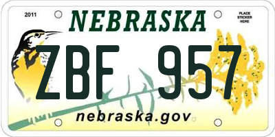 NE license plate ZBF957