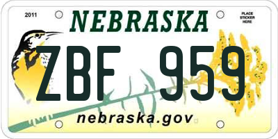 NE license plate ZBF959