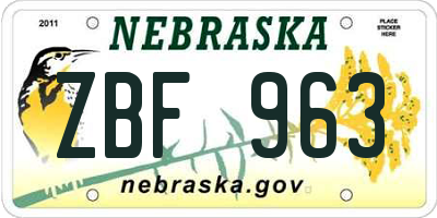NE license plate ZBF963