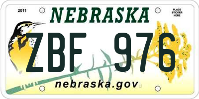 NE license plate ZBF976