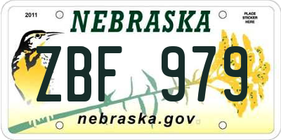 NE license plate ZBF979