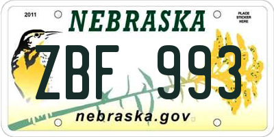 NE license plate ZBF993