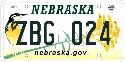 NE license plate ZBG024