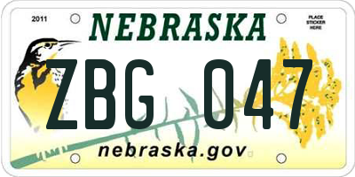 NE license plate ZBG047