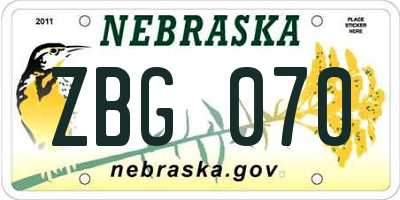 NE license plate ZBG070