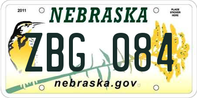 NE license plate ZBG084