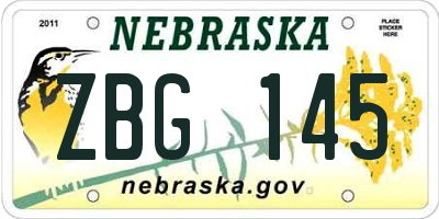 NE license plate ZBG145